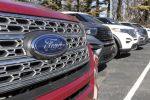 Row of Ford SUV's at dealership concept