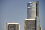 Detroit, Michigan, USA - March 30, 2010: The towers of the Detroit Renaissance Center, the world headquarters of the General Motors Corporation concept
